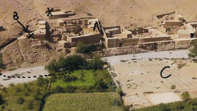 The Afghan village of Darwan, raided in 2012 by the SAS. Nine claims Mr Roberts-Smith kicked a villager into the dry creek bed - Mr Roberts-Smith denies that allegation.