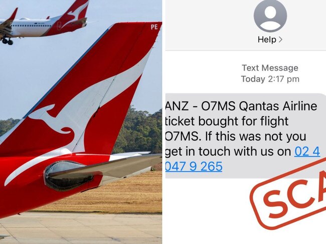 qantas scam text. Picture: Supplied