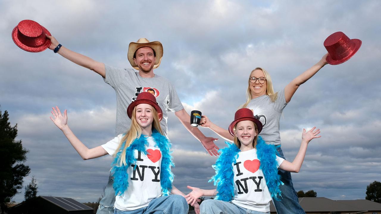 Karen, Jono and their daughters Juliet and Olive were roped into a dance-off with another family – and won! Picture: Mark Wilson