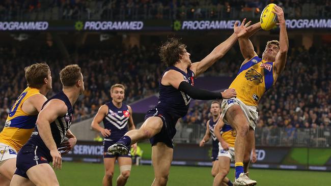 Brad Sheppard outpoints Nat Fyfe in the big win. Pic: Getty Images