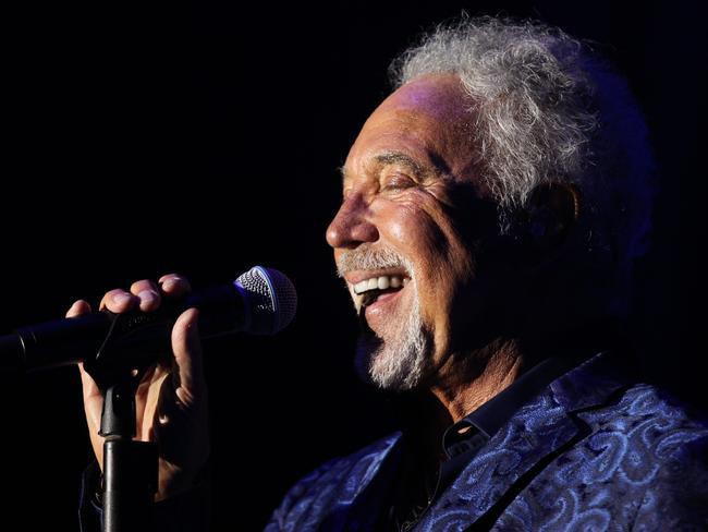 Photos of Tom Jones in concert at Kings Park in Perth.