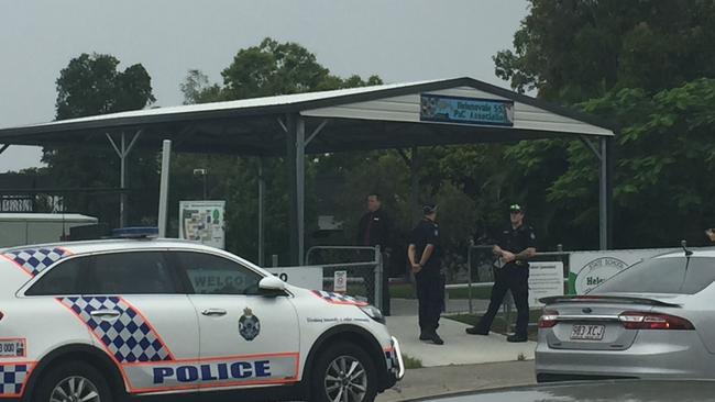 Police at Helensvale State School this morning after a bomb threat put the school into lockdown.