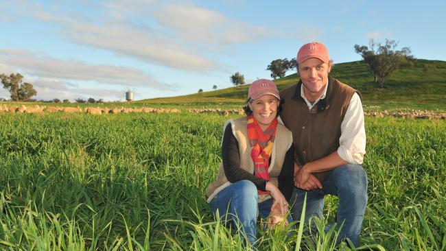 Numbers game: Chad and Louise Taylor are passionate about taking a scientific approach to Merino breeding with their famed Mumblebone Merino flock at Wuuluman, near Wellington in NSW. Picture: James Wagstaff