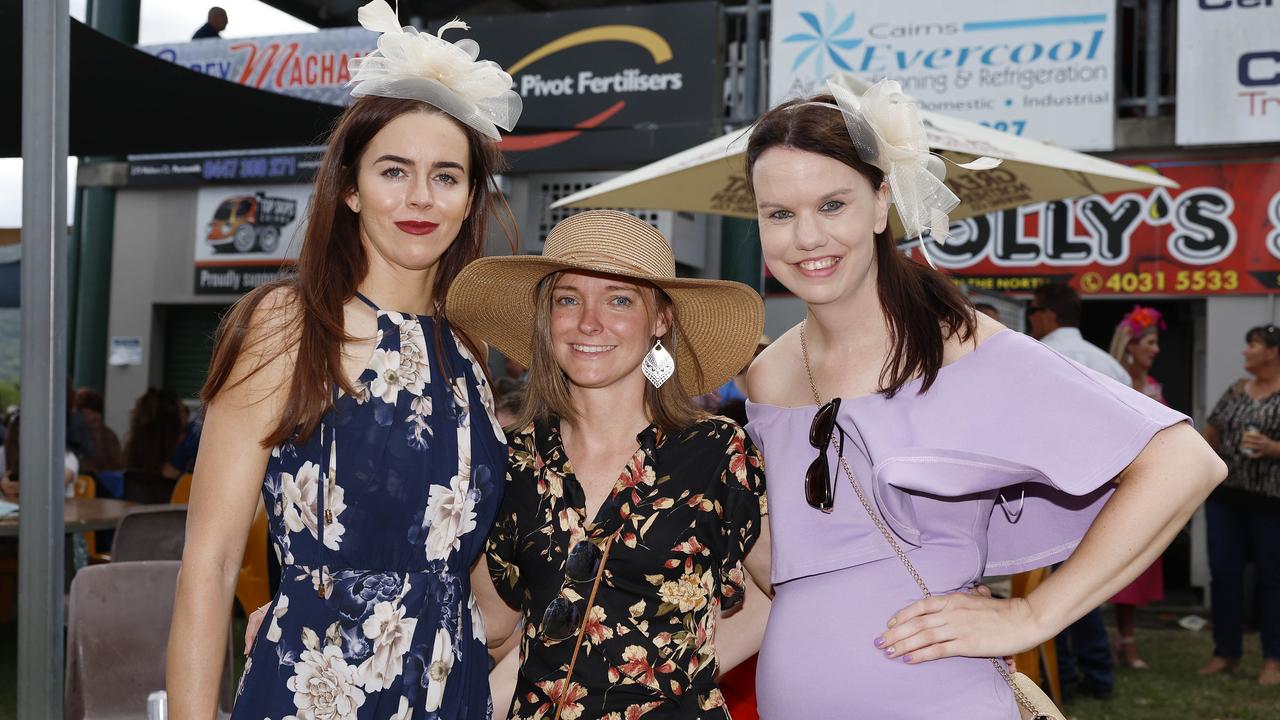 Tay Hollier, Amanda Jack and Lydia Gilmour at the Gordonvale Cup races, held at the Gordonvale Turf Club. Picture: Brendan Radke