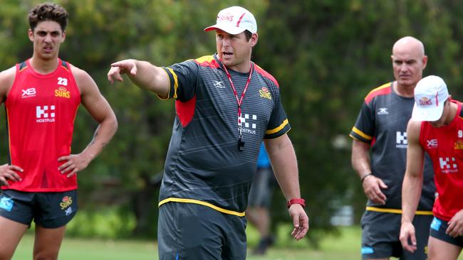 Stuart Dew takes charge at Suns training.