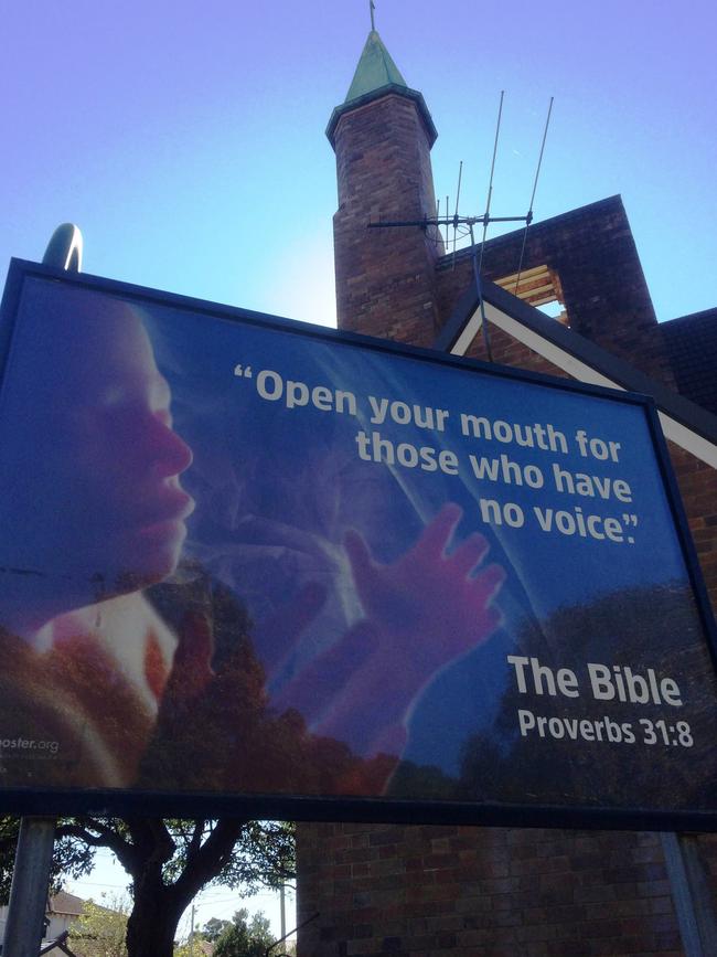 A billboard outside the Willoughby Park Anglican Church.