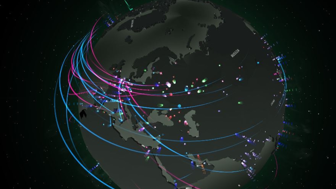 Cyber Threat, real time map. Source - https://cybermap.kaspersky.com/