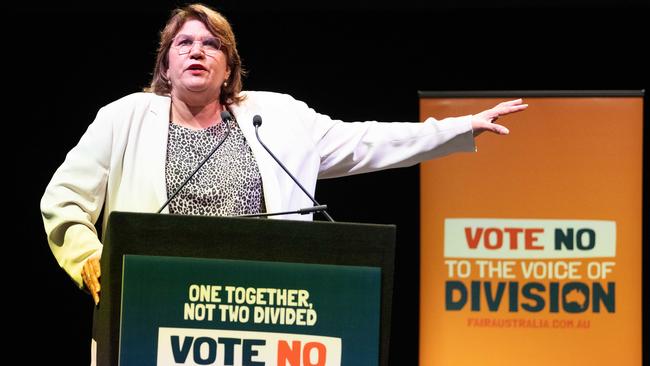 Senator Kerrynne Liddle at a No Campaign event in Adelaide this week. Picture: NCA NewsWire / Morgan Sette