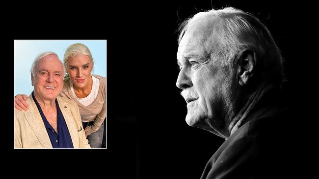 John Cleese on stage in Austin, Texas, in 2022, main; John and Camilla Cleese, inset. Main picture: Getty Images for SXSW