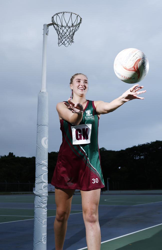 St Mary's netballer Charlotte Jonsen was named in the QISSN team of the tournament in the Queensland Independent Secondary Schools Netball carnival, held in Brisbane from June 25 to 30. Picture: Brendan Radke