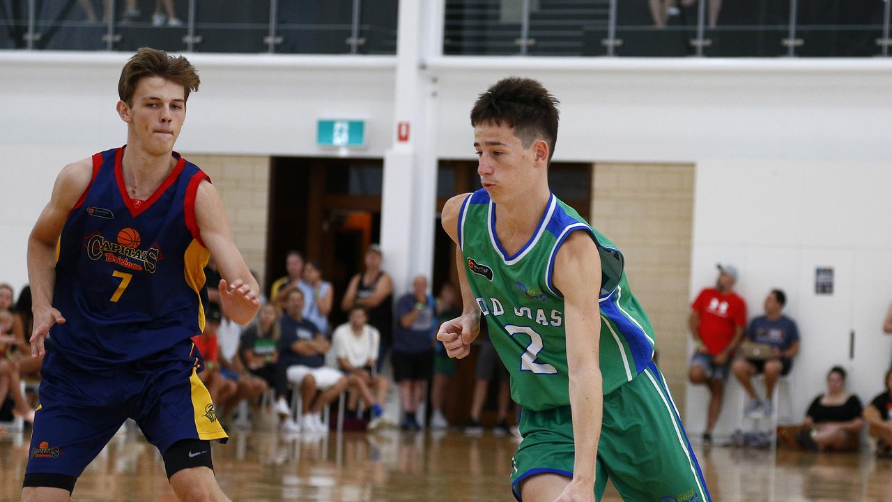 Preston Legassick of the GC Waves in their game against the Brisbane Capitals during the QLD basketball championships on the Gold Coast. Picture: Tertius Pickard