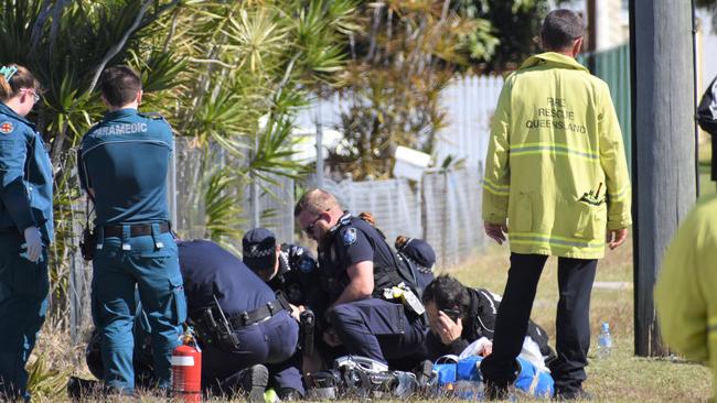 Emergency services at the scene of the Archer Street crash.