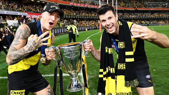 Will Dustin Martin replace great mate Trent Cotchin as the Tigers’ captain? Picture: Getty Images