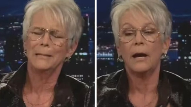 Jamie Lee Curtis fought back tears during a TV interview.
