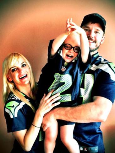 2014 - Family man, with wife Anna Faris and son Jack. Picture: Chris Pratt/Instagram