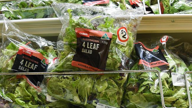 Some of the recalled lettuce, before being taken from the shelves. Picture: AAP