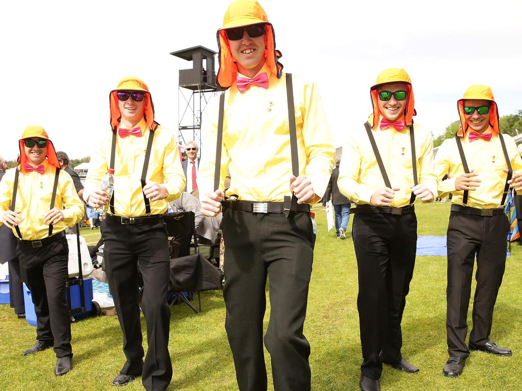 Jake Blasche, Mitchell Carter, Nathan Yates, Terry Shephard and Tim Petersen were dressed to impress - and stayed sun smart at the same time. Picture: Norm Oorloff