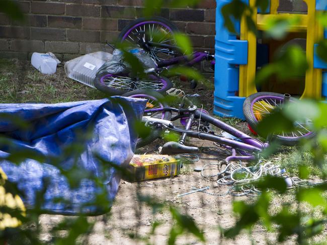 The crash scene where 17-month-old Tateolena Tauaifaga died while playing in her backyard in Constitution Hill. Picture: Chris McKeen