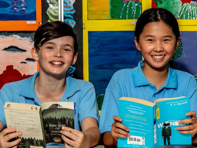 North Shore Times AAPDaniel Muller 10 and Tiarna Pang 10 pose for a photo at Artarmon Public School on Friday, 29 November 2019. Artarmon Public are best performers in NAPLAN for Northern Sydney ( AAP IMAGE / MONIQUE HARMER)