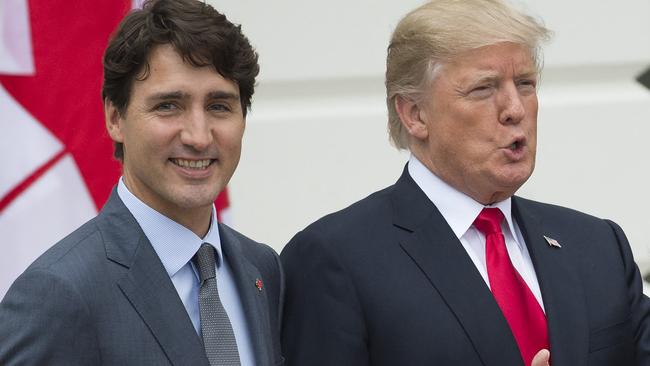 Canadian Prime Minister Justin Trudeau with then US President Donald Trump in 2017. Picture: AFP