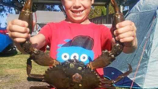 Jack Wilkinson with his biggest mud crab.