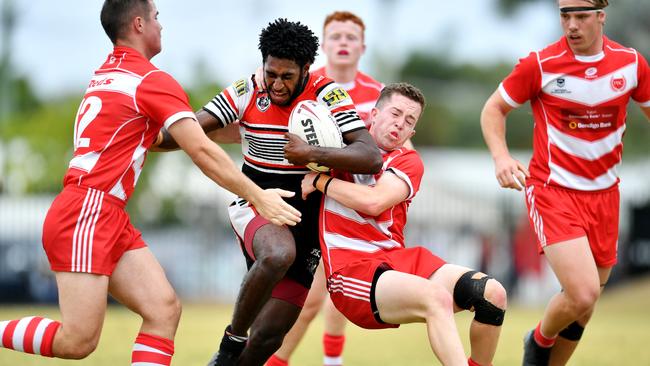 Phil Hall Cup; Kirwan State High School Vs Palm Beach Currumbin State High at Townsville JRL. Dudley Dotoi . Picture: Alix Sweeney