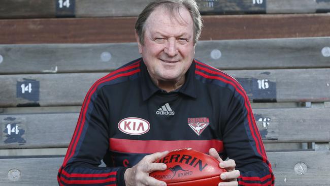 Legendary Essendon coach Kevin Sheedy back at Essendon’s former home — Windy Hill.