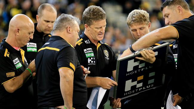 THEN: Damien Hardwick’s game plan was complicated in 2016. Picture: Wayne Ludbey