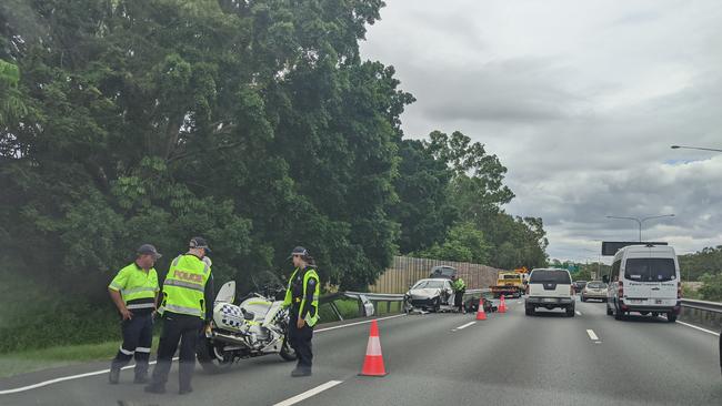 Motorway crash causing traffic delays. Pictures: Valerie White