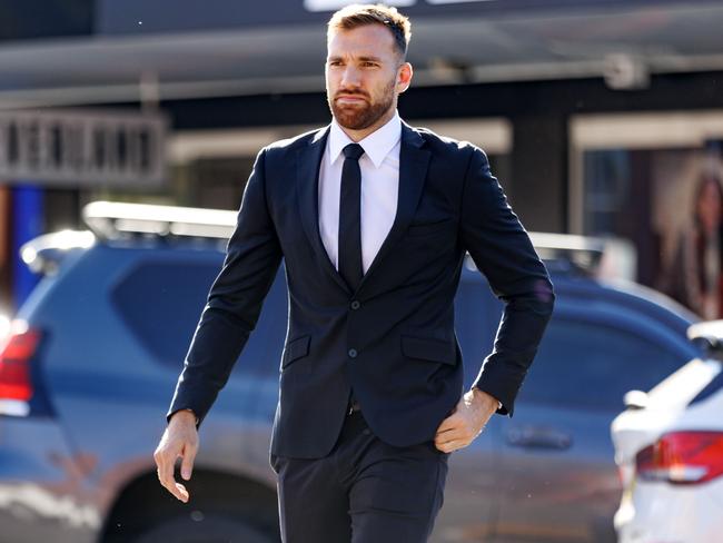 22/04/2025 Richmond footballer Noah Balta arrives at Albury Court for sentencing over the assault of a man in December.Picture: David Geraghty