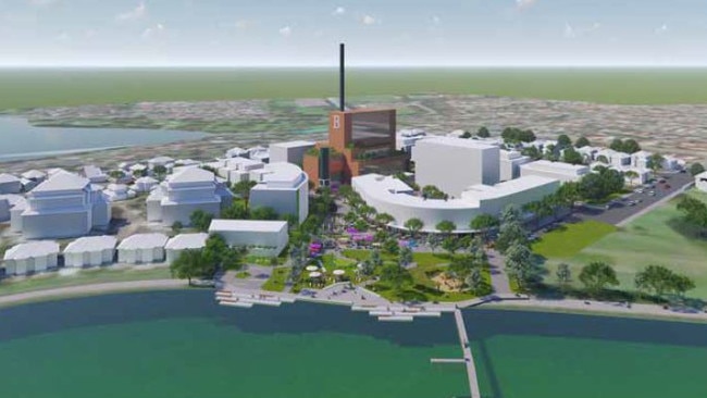 An artist’s rendering of the proposed Bushells Factory development in Concord from the Parramatta River.