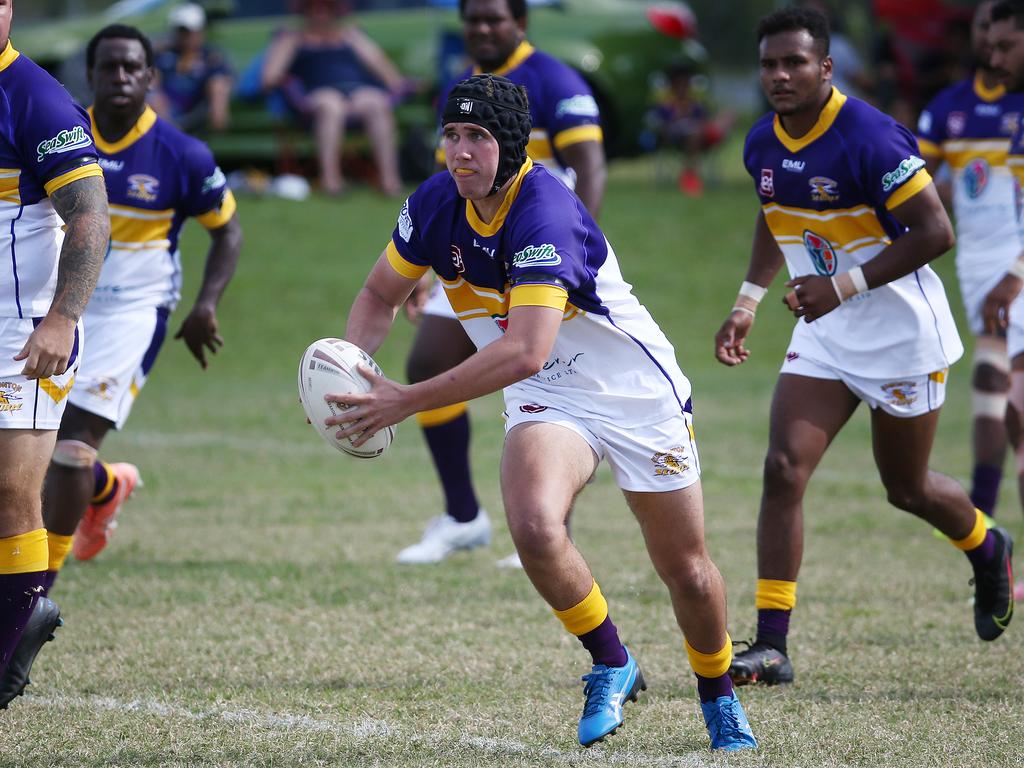 Edmonton's Lachlan Reyson runs the ball up in the Cairns and District Rugby League (CDRL) match between, the Edmonton Storm and the Yarrabah Seahawks, held at Peterson Park, Edmonton. Picture: Brendan Radke