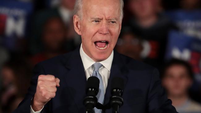 A chirpy Joe Biden on the night of the South Carolina primary. Picture: Scott Olson/Getty Images/AFP