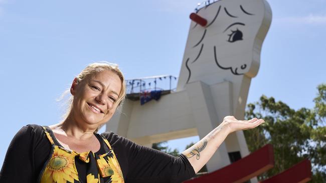 Owner, Mell Penno outside the Big Rocking Horse in Gumeracha. Picture: Matt Loxton