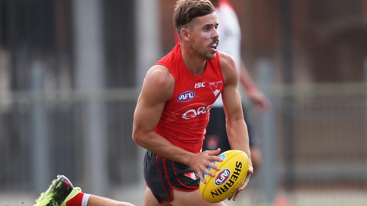 Jake Lloyd wins plenty of the footy playing in defence for the Swans. Picture: Phil Hillyard