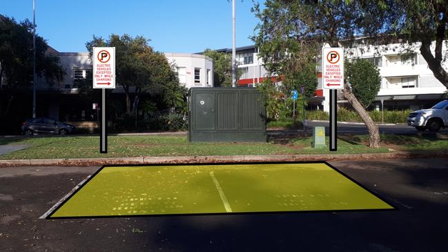 The proposed electric vehicle charging bay in the Village Park carpark at Mona Vale. Picture Northern Beaches Council