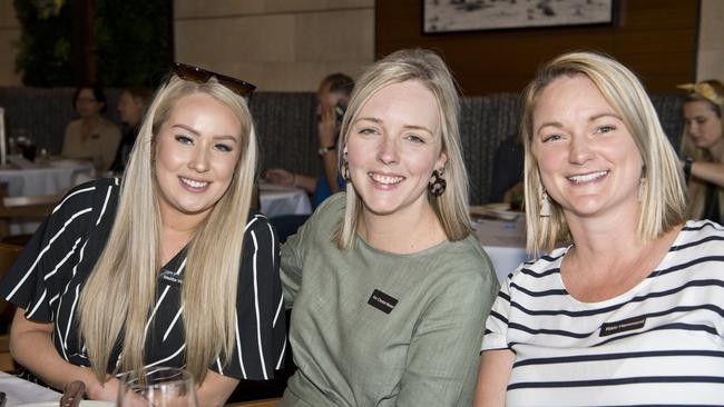 (From left) Melitta Wieden, Kim Chester-Master, Rikki Hammond. Long lunch with cricketing legend Steve Waugh at Fitzy's. Picture: Nev Madsen.