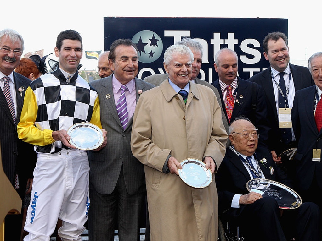 Connections of So You Think celebrate after the 2010 Cox Plate win. Picture: Mark Dadswell via Getty Images