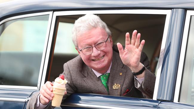 His Excellency the Honourable Paul de Jersey AC, Governor of Queensland gets first Strawberry Sunday in the Ekka drive through held due to COVID-19. Photo: Annette Dew