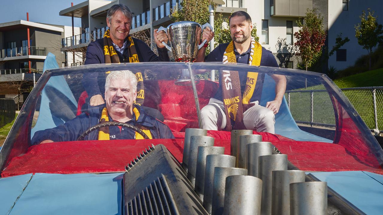 Andrew Gowers (top left) is now Hawthorn president, having played in the 1991 Premiership. (Photo by Daniel Pockett/Getty Images)