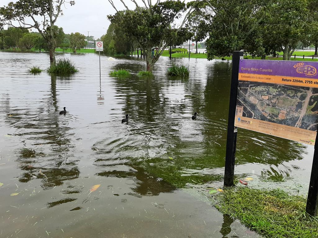 Centenary Lakes Caboolture after 94mm of rain fell in 24 hours. February 13, 2020. Picture: Erin Smith.