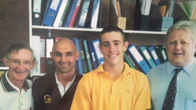 Late great Broncos scout Cyril Connell, former Broncos coach Ivan Henjak and Andrew McCullough.