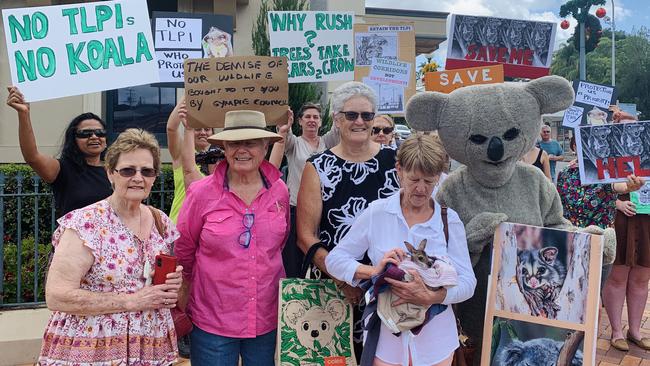 Protesters from local wildlife action groups have taken the fight for the environment to the city‘s town hall. Picture: Kristen Camp