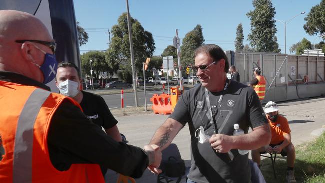 John Setka on his way to receive a booster COVID jab at a mobile bus clinic in Footscray, January 2022. Picture: David Crosling