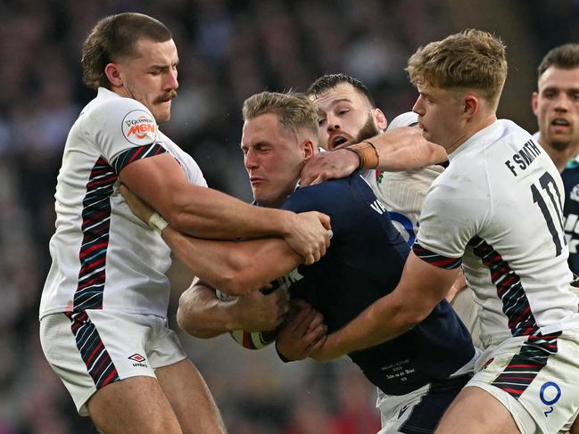 Scotland's wing Duhan van der Merwe (2L) was the player of the match. Picture: Glyn KIRK / AFP