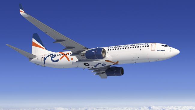 A Rex Airlines Boeing 737-800 NG jet which will begin flying the Gold Coast route.