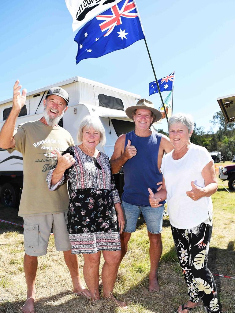 Louise and Davis McDonald with Pete and Ellie Williams at the Gympie Muster. Photo: Patrick Woods.