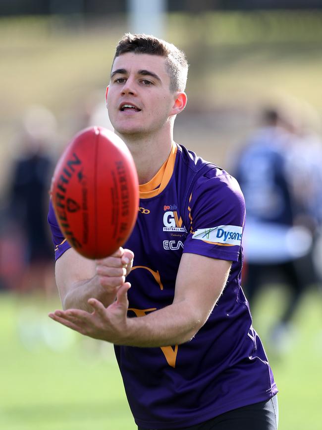 Kyabram’s Mick Mattingly has been grounded with a hamstring injury. Picture Yuri Kouzmin