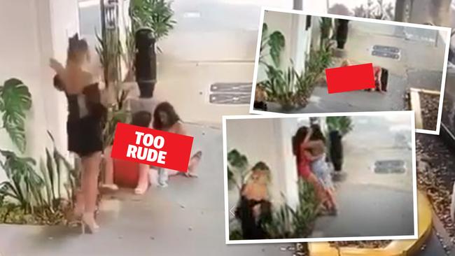 The girls' acts were caught on camera.