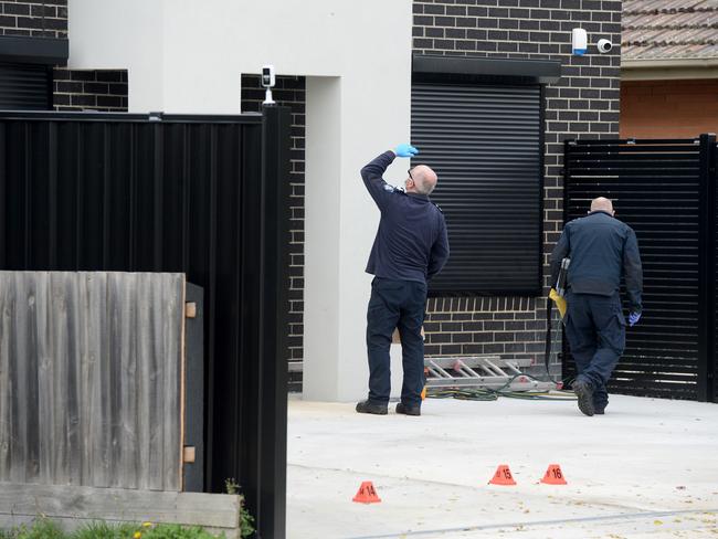 Police collected bullet casings from Abdulrahim’s driveway. Picture: Andrew Henshaw